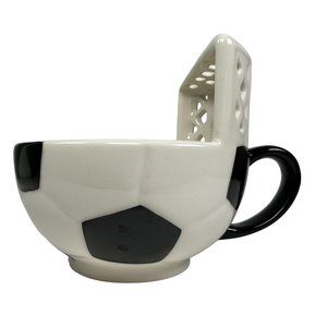 3D Soccer Ball & Net Mug Dish Coffee Cup Soup Bowl Maxi's Creations White Black